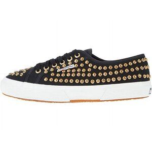 Superga 2750 Studded Sneakers - Black with Gold Studs 8.5